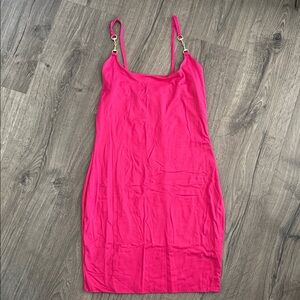 Mind Code Fuchsia Mini Dress with Metal Accents